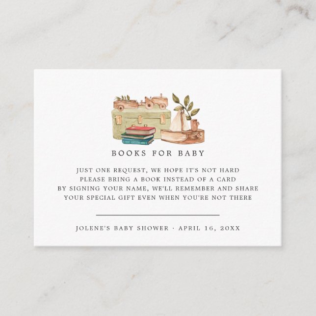 Cartão De Informações Solicitação de Livro | Boho Nursery Chá de fraldas (Frente)
