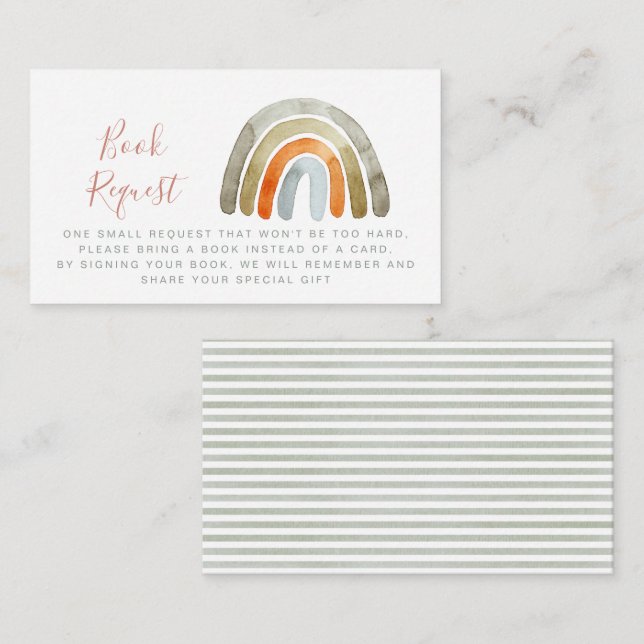 Cartão De Informações Solicitação de Livro Chá de fraldas Arco-Íris de A (Frente/Verso)