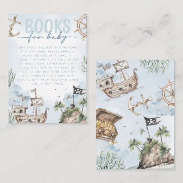 Cartão De Informações Solicitação de Livro Chá de fraldas de Pirata Náut (Frente/Verso)