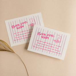 Cartão De Informações Solicitação de Livro de Bebês Rosa Pizza Desenhada