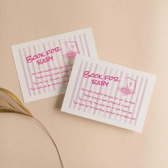 Cartão De Informações Solicitação de Livro de Bebês Rosa Pizza Desenhada (Criador carregado)