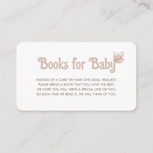 Cartão De Informações Solicitação de Livro de Borboletas para Chá de fra (Frente)