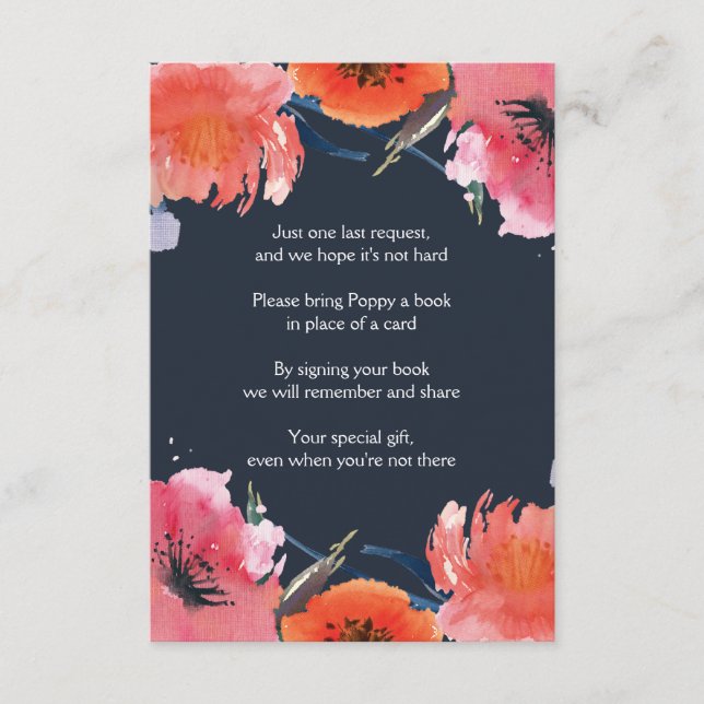 Cartão De Informações Solicitação de Livro de Chás de fraldas de Aquarel (Frente)