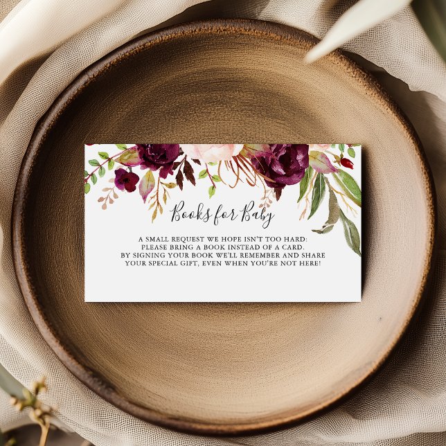 Cartão De Informações Solicitação de Livro de Chás de fraldas Floral Rus (Criador carregado)