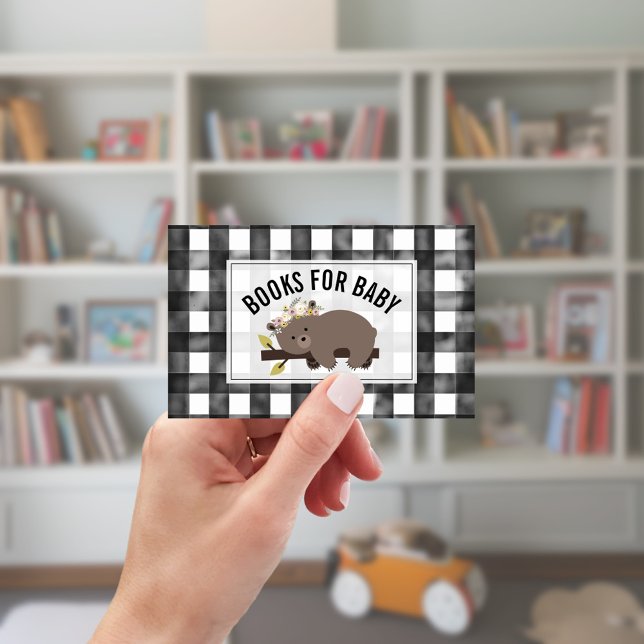 Cartão De Informações Solicitação de Livro de Chás de fraldas Gingham pa (Criador carregado)