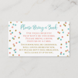 Cartão De Informações Solicitação de Livro de chás de fraldas Teal Coral