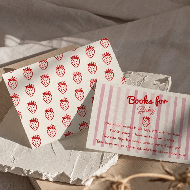 Cartão De Informações Solicitação de Livro de Morangos Doce-Bebê (Criador carregado)