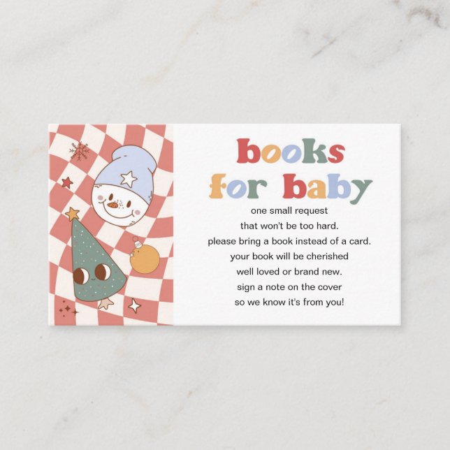 Cartão De Informações Solicitação de Livro de Natal Retro Groovy (Frente)