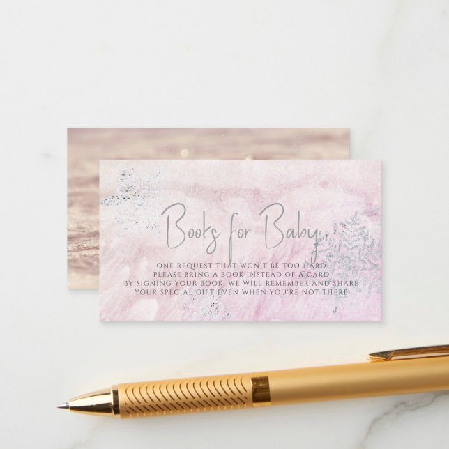 Cartão De Informações Solicitação de Livro Rosa Floco de Neve de Inverno (Frente/Verso In Situ)