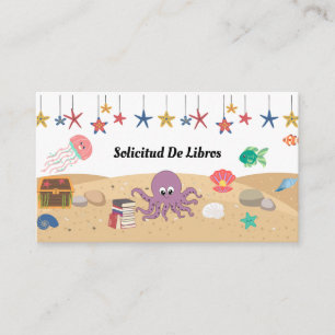 Cartão De Informações Solicitação De Livros Para Bebê, Sob O Mar