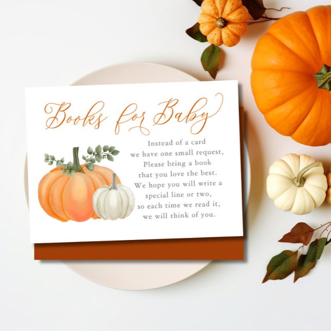 Cartão De Informações Solicitação de Pumpkin Fall Chá de fraldas Book (Little Pumpkin Books fro Baby Enclosure Cards)