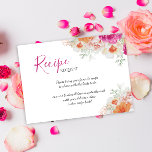 Cartão De Informações Solicitação de recebimento de Chá de panela Floral<br><div class="desc">Este cartão de "solicitação de receita" de chá de panela apresenta um belo design de flor de aquarela em lindas cores laranja e rosa. Foto de fundo de Freepik.</div>