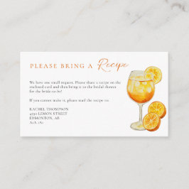 Cartão De Informações Solicitação de receita Aperol Spritz Orange Chá de