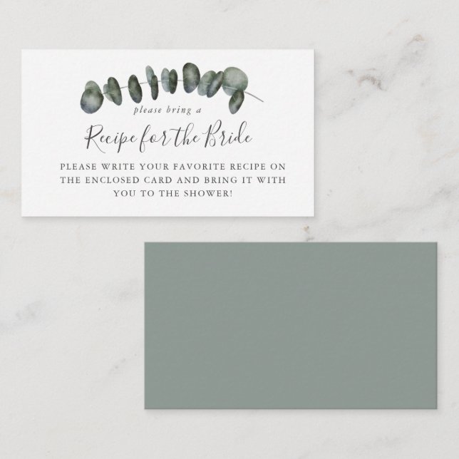 Cartão De Informações Solicitação de Receita do Chá de panela Eucalyptus (Frente/Verso)