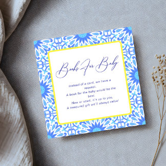 Cartão De Informações Solicitação do Livro Chá de fraldas Amarelo do Azu