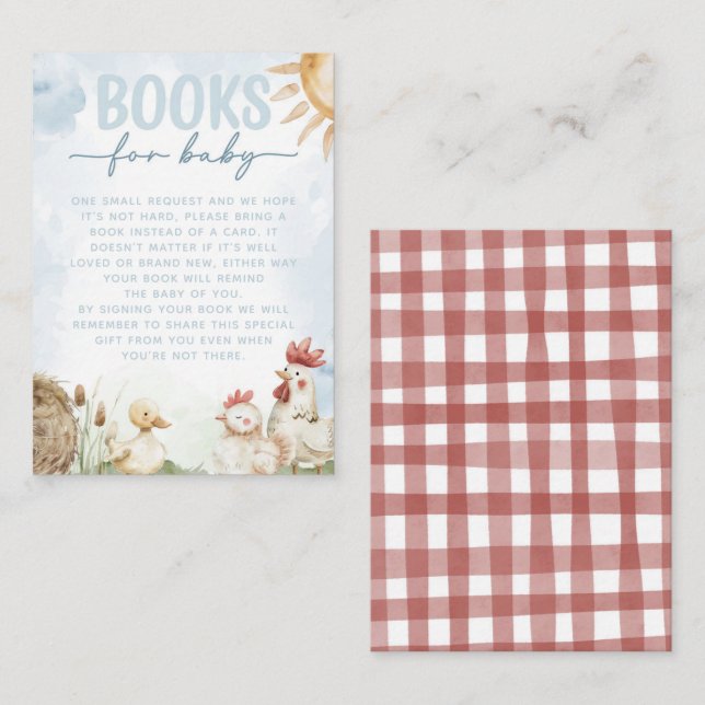 Cartão De Informações Solicitação do Livro de Chás de fraldas de Fazenda (Frente/Verso)