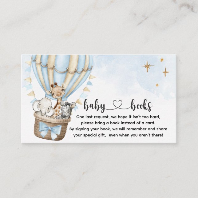 Cartão De Informações Solicitação do Livro do Balão Safari Hot Air (Frente)