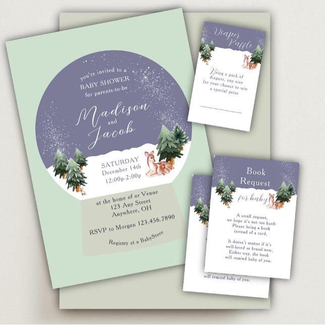 Cartão De Informações Solicitação do Livro do Inverno Snowglobe (Criador carregado)