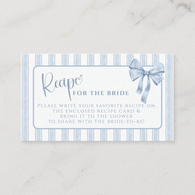 Cartão De Informações Something Blue Before I Do Bow Recipe Request (Frente)