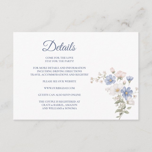 Cartão De Informações Something Blue Enclosure Card Details (Frente)