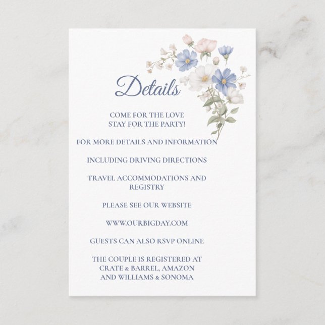 Cartão De Informações Something Blue Enclosure Card Details (Frente)