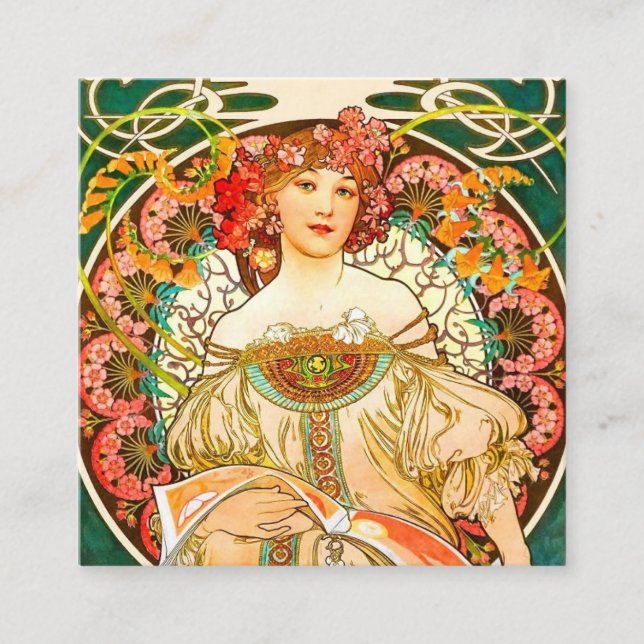 Cartão De Informações Sonho Art Nouveau de Alphonse Mucha (Frente)