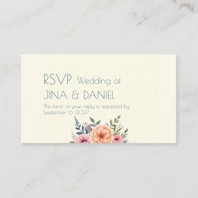 Cartão De Informações Sonho Pêssego e Petal (Frente)