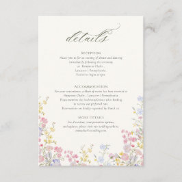 Cartão De Informações Sophisticated Floral Calligraphy Wedding Details