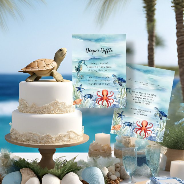 Cartão De Informações Sorteio de Fralda de Tartaruga Golfinho Embaixo do (Criador carregado)