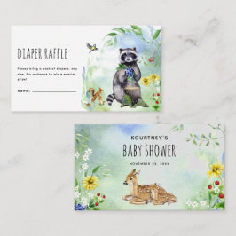 Cartão De Informações Sorteio de Fraldas Animais Floresta Florestal Aqua
