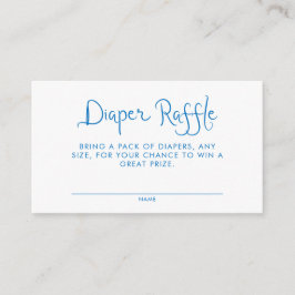 Cartão De Informações Sorteio de Fraldas Azul Caprichoso Manuscrito