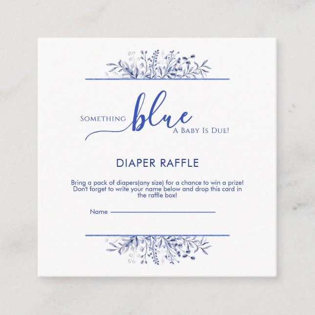 Cartão De Informações Sorteio de Fraldas Blue Wildflower Something Blue  (Frente)