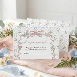 Cartão De Informações Sorteio de Fraldas Chás de Bebê Pequena Flor Selva