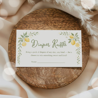 Cartão De Informações Sorteio de Fraldas Chuveiro de Bebê Limão Floral C