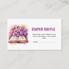 Cartão De Informações Sorteio de Fraldas com Tema do Livro Hydrangea