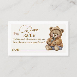 Cartão De Informações Sorteio de Fraldas com Urso Teddy Boho Inserir Con