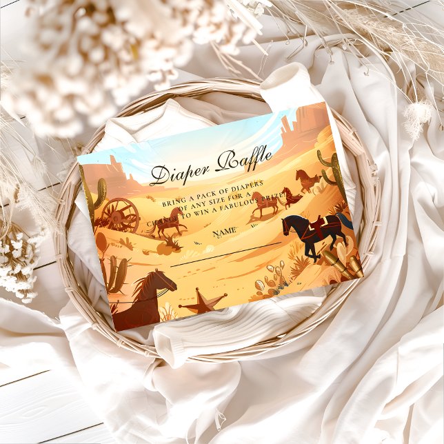 Cartão De Informações Sorteio de Fraldas Country Boho Ocidental (Criador carregado)