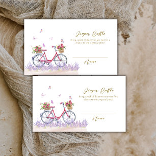 Cartão De Informações Sorteio de Fraldas de Bicicleta Lavanda Rosa Chá d