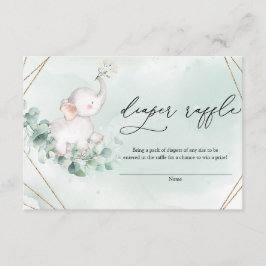 Cartão De Informações Sorteio de Fraldas de Elefante Bebê Verde Eucalipt