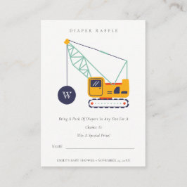 Cartão De Informações Sorteio de Fraldas de Guindaste de Construção Fofo