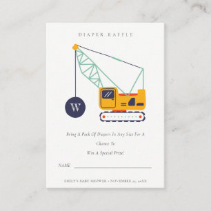 Cartão De Informações Sorteio de Fraldas de Guindaste de Construção Fofo