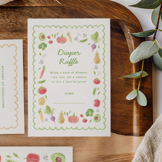 Cartão De Informações Sorteio de Fraldas de Legumes de Aquarela Cultivad