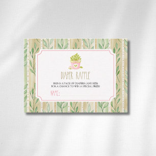 Cartão De Informações Sorteio de Fraldas de Listras da Planta de Matcha