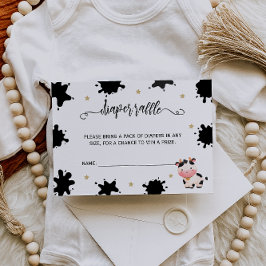 Cartão De Informações Sorteio de fraldas de pintura aquarela vaca sagrad