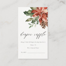 Cartão De Informações Sorteio de Fraldas de Poinsettia Pine Cone Baby Sh