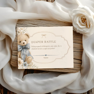 Cartão De Informações Sorteio de Fraldas de Urso de Pelúcia Elegante