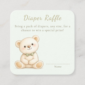 Cartão De Informações Sorteio de Fraldas de Urso Teddy em Aquarela Fofa