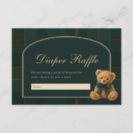 Cartão De Informações Sorteio de Fraldas de Urso Teddy Xadrez Polo Vinta