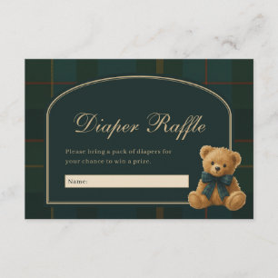Cartão De Informações Sorteio de Fraldas de Urso Teddy Xadrez Polo Vinta
