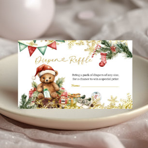 Cartão De Informações Sorteio de Fraldas do Ursinho de Natal Menino Papa